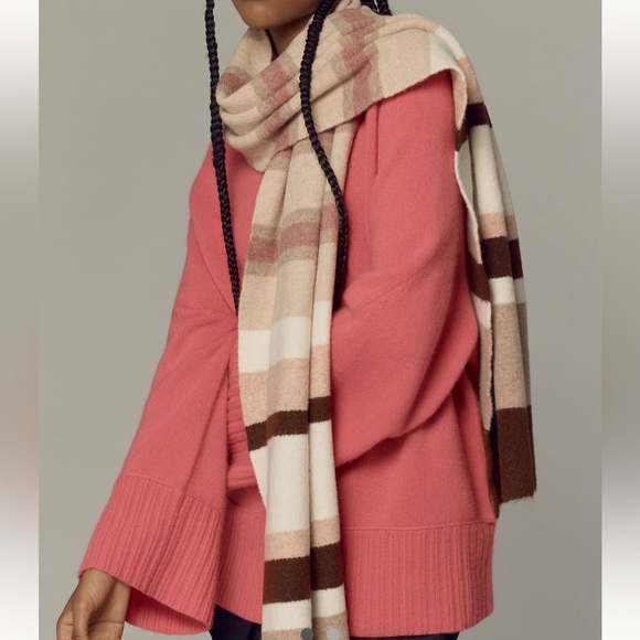 Anthropologie NWT Mariel Scarf Winter Cozy Soft Neutral Striped Pattern